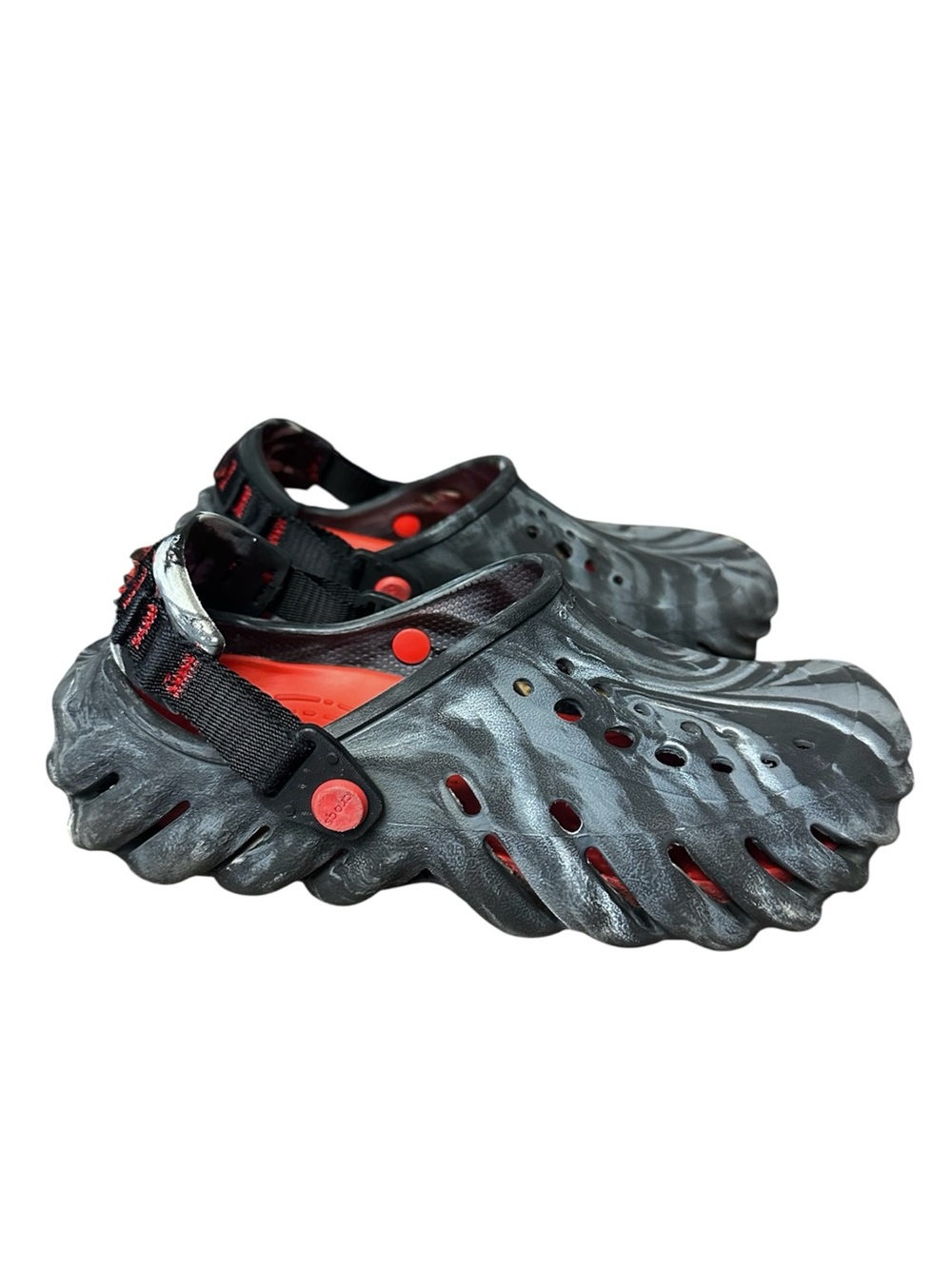 Crocs Black & Red Wave Clogs Men’s 4 / Women’s 6 Slip On Comfort Shoes VGUC